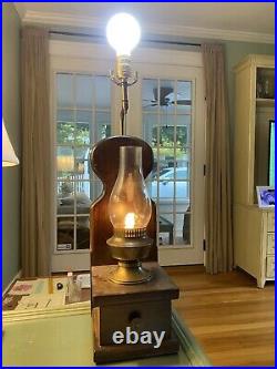 Vintage Wood base Table Lamp, 2-way switch, 26tall-witho Bulb, Works or parts