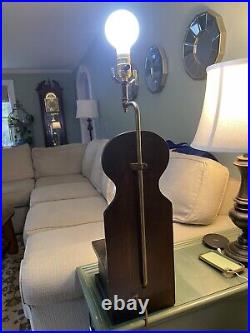 Vintage Wood base Table Lamp, 2-way switch, 26tall-witho Bulb, Works or parts