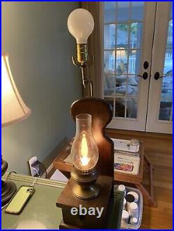 Vintage Wood base Table Lamp, 2-way switch, 26tall-witho Bulb, Works or parts