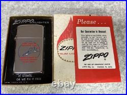 Vintage Zippo Slim 1966 PLANE PARTS INC. Design Silver Color Oil Lighter
