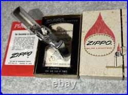 Vintage Zippo Slim 1966 PLANE PARTS INC. Design Silver Color Oil Lighter