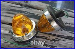 Vintage amber yellow Beehive Bullet Glass front marker Light Hot Rod, Auto Lamp