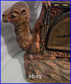 Vintage de luxe art clock / the lux clock mfg. Co. CAMEL LAMP CLOCK for parts
