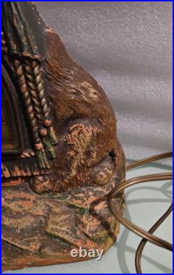 Vintage de luxe art clock / the lux clock mfg. Co. CAMEL LAMP CLOCK for parts