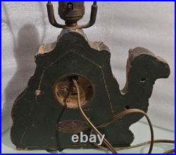 Vintage de luxe art clock / the lux clock mfg. Co. CAMEL LAMP CLOCK for parts