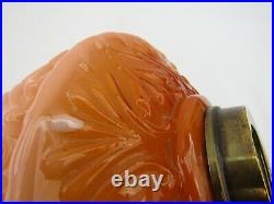 Vintage embossed amber glass oil lamp font reservoir Oil lamp parts