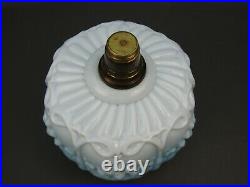 Vintage embossed blue & white glass oil lamp font reservoir Oil lamp parts