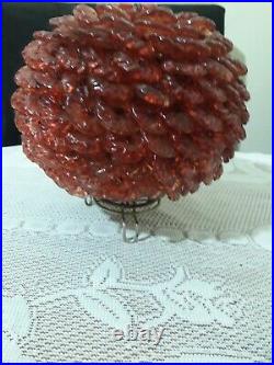 Vintage globe shade handmade red flower glass for lamp parts