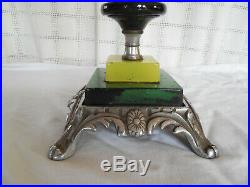 Vintage green, black colored art glass lamp base, unique piece parts or repair
