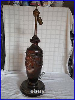 Vintage hand carved wood urn, jar shaped neo classical table lamp parts, repair