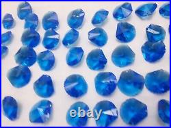 Vintage lot of 60 pieces blue Faceted Pendant for chandelier and lamp parts
