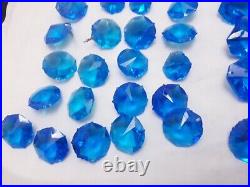 Vintage lot of 60 pieces blue Faceted Pendant for chandelier and lamp parts