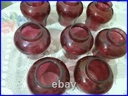 Vintage lot of 8 glass shade red glass for lamp parts