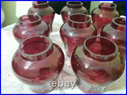 Vintage lot of 8 glass shade red glass for lamp parts