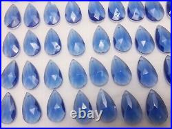 Vintage lot of 90 pieces blue Pendant glass for chandelier and lamp parts 50MM
