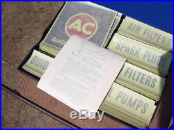 Vintage nos 1963 AC DELCO gm Guide lamps Oil air filters spark plug decals signs