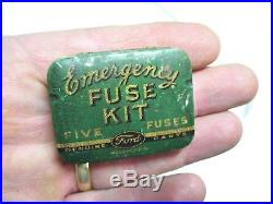 Vintage nos 40s Ford emergency fuse kit tin box can head tail lights lamp parts