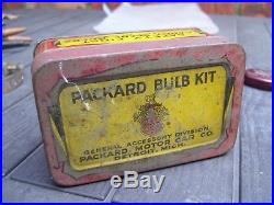 Vintage original PACKARD motor car bulb kit tin advertising box can lamp light