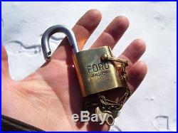Vintage original rare 60s Ford brass padlock Spare tire lock promo sandusky key