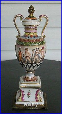 Vintage porcelain urn france capodimonte lamp parts gilt bronze well made vase