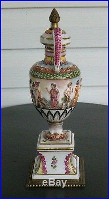 Vintage porcelain urn france capodimonte lamp parts gilt bronze well made vase