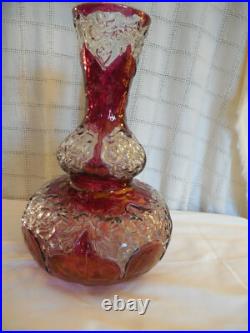 Vintage ruby flash glass lamp base parts or repair unique piece