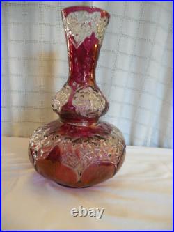 Vintage ruby flash glass lamp base parts or repair unique piece