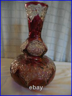 Vintage ruby flash glass lamp base parts or repair unique piece