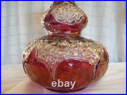 Vintage ruby flash glass lamp base parts or repair unique piece