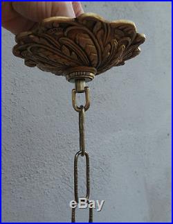 Vintage solid Brass Bronze French Ceiling Cap canopy lamp chandelier part wheat