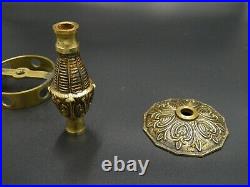 Vintage, solid brass, column, bobeche, 2 clusters, Spanish chandelier parts