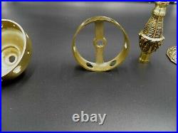 Vintage, solid brass, column, bobeche, 2 clusters, Spanish chandelier parts