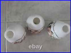Vt Milk Glass Hurricane Lamp Shade Parts- 8 Parts-2 Floral Shades, 3 Clear, 3Bulb