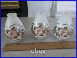 Vt Milk Glass Hurricane Lamp Shade Parts- 8 Parts-2 Floral Shades, 3 Clear, 3Bulb