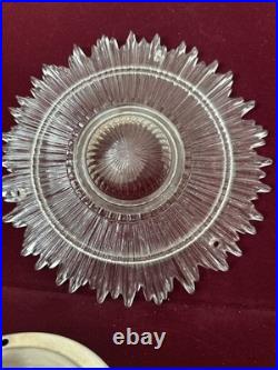 Vtg 1940s Art Deco 3-Chain Ceiling Light Fixture Parts Sunburst Shade & Globe