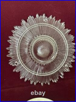 Vtg 1940s Art Deco 3-Chain Ceiling Light Fixture Parts Sunburst Shade & Globe