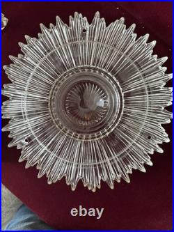 Vtg 1940s Art Deco 3-Chain Ceiling Light Fixture Parts Sunburst Shade & Globe