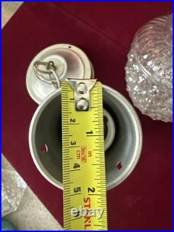 Vtg 1940s Art Deco 3-Chain Ceiling Light Fixture Parts Sunburst Shade & Globe