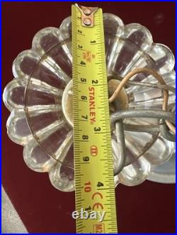 Vtg 1940s Art Deco 3-Chain Ceiling Light Fixture Parts Sunburst Shade & Globe