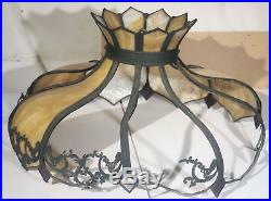 Vtg 25 Antique Slag Stained Glass Lamp Shade Chandelier For Parts
