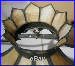Vtg 25 Antique Slag Stained Glass Lamp Shade Chandelier For Parts