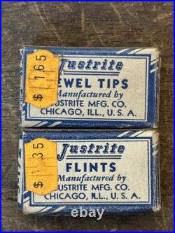 Vtg 40s Justrite Adjustable Canvas Cap Carbide Lamp with Original Box & Parts NOS