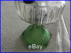 Vtg Aladdin Oil Lamp NU Type Model B Green / Clear Glass + Parts Free Shipping