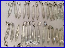 Vtg Antique Lot 212 Crystal Glass Spear Prisms Chandelier Lamp Parts 1-3 DIY