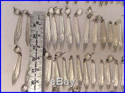 Vtg Antique Lot 212 Crystal Glass Spear Prisms Chandelier Lamp Parts 1-3 DIY