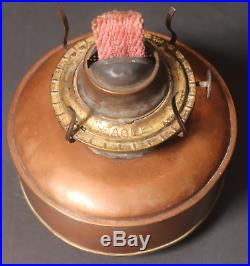 Vtg Antique Oil Lamp P&a Hurricane Pull Down Copper Brass Pulley Glass Parts