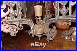 Vtg Art Deco Griffon Chandelier Ceiling Lamp Light for Parts Repair Restoration