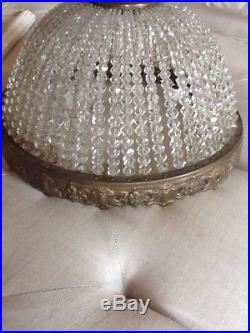 Vtg Beaded Dome Lamp part antique chandelier flush french italian style