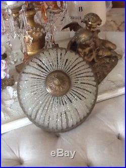 Vtg Beaded Dome Lamp part antique chandelier flush french italian style