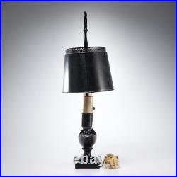 Vtg Black Cast Iron Hollywood Regency Candlestick Lamp For Parts or Repair 21.5